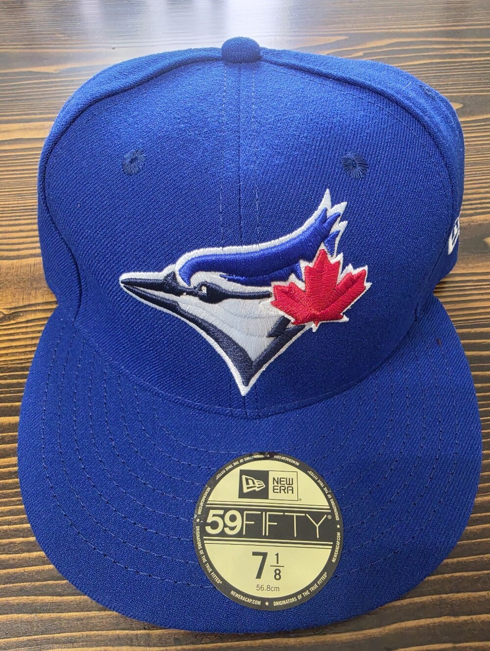 New Era Blue Toronto Blue Jays Fitted Cap with Red Maple Accent
